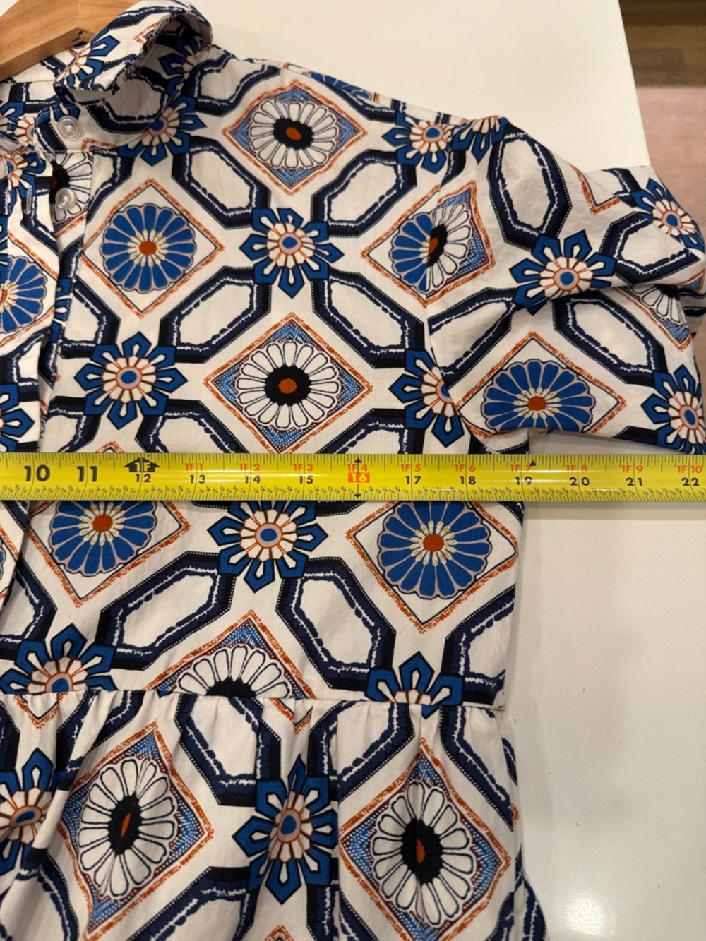 Maeve Geometric Floral Maxi Dress in White and Blue - Picture 8 of 11